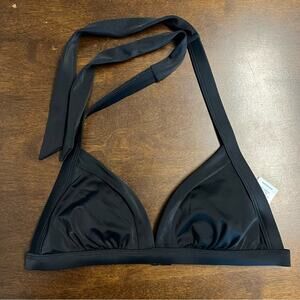 Boden Black Bikini Top Halter Tie Strap Back Clasp Built In Lining US 4